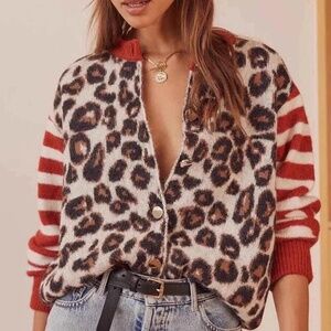 Leopard and Red Cardigan